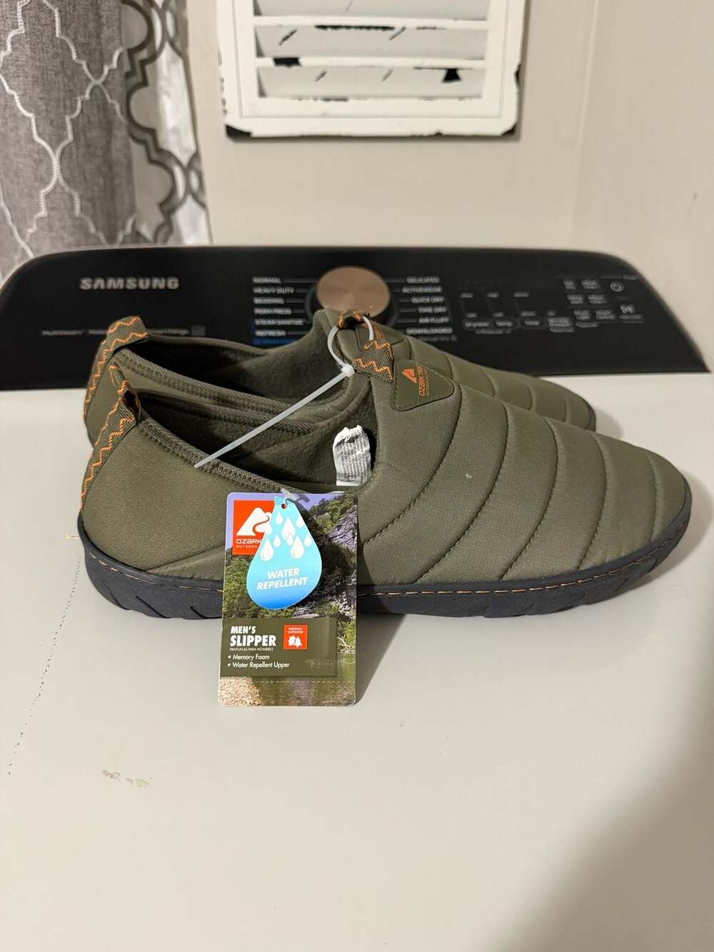 Ozark Trail Men's Puffer Slipper, Size 11, Olive - Picture 2 of 6